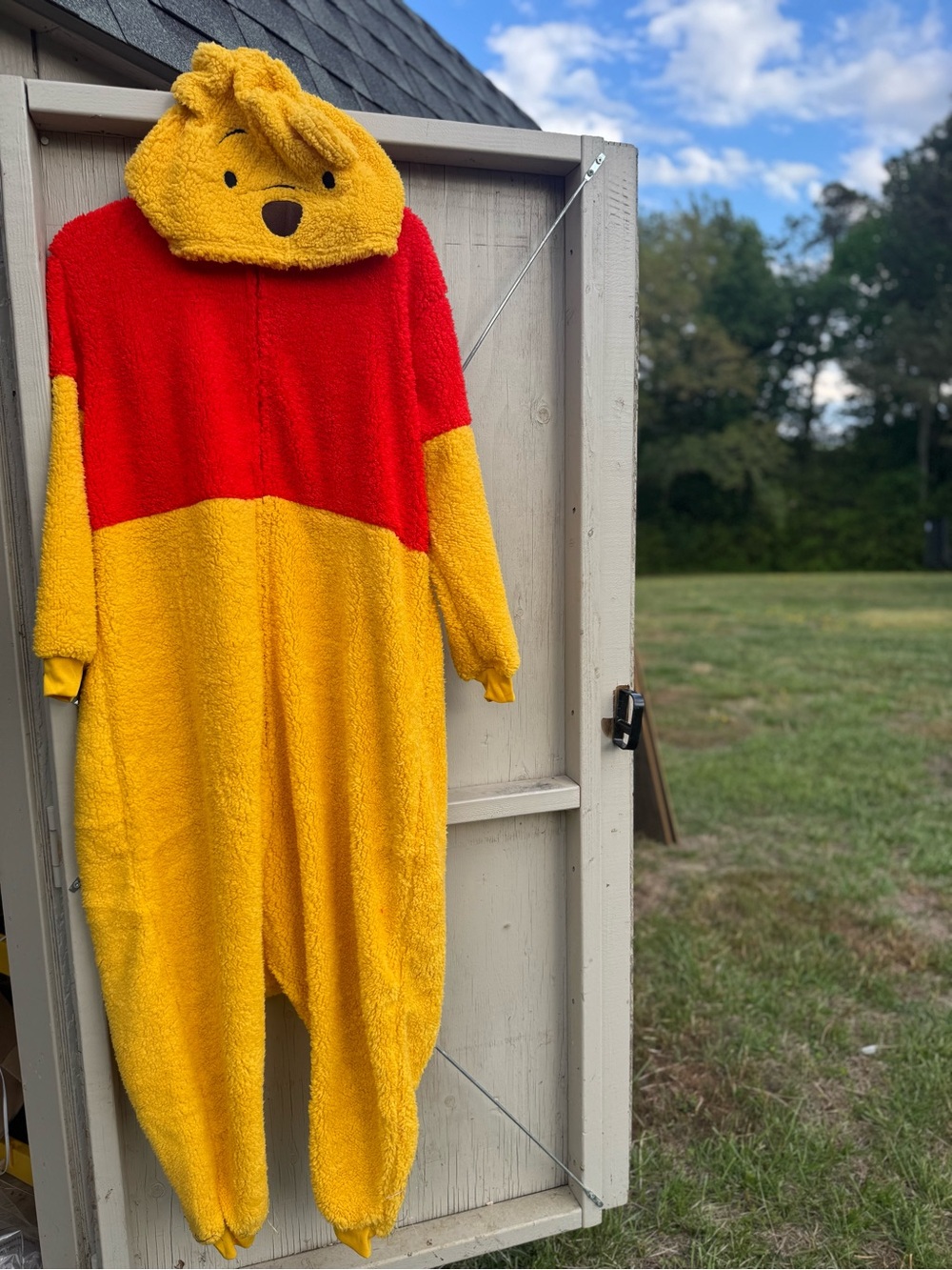 Disney Winnie the Pooh Red and Yellow Plush Hooded Onesie